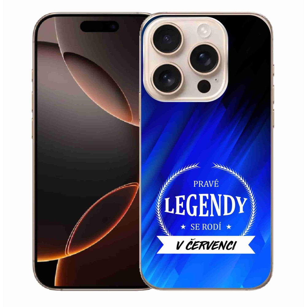 Gelový kryt mmCase na iPhone 16 Pro Max - legendy v červenci modré pozadí