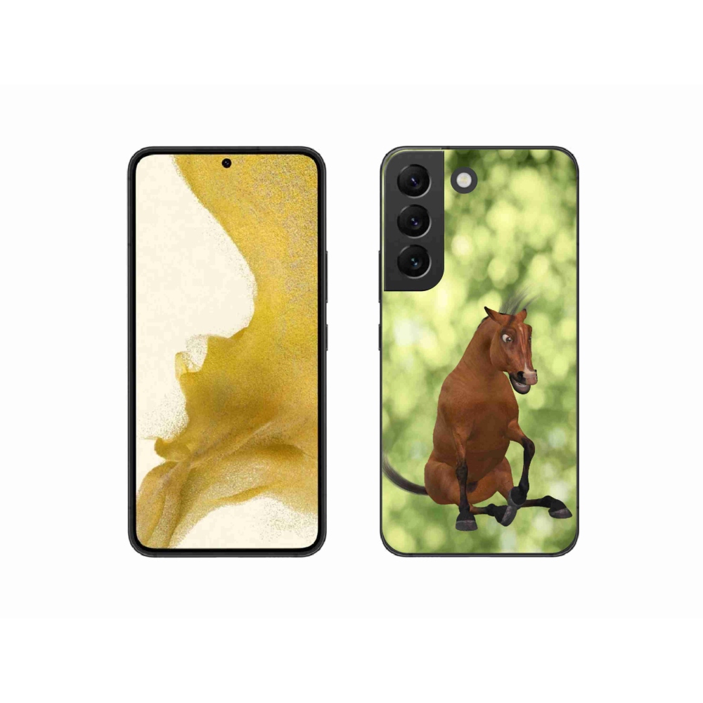 Gelový kryt mmCase na Samsung Galaxy S22 5G - hnědý kreslený kůň 1