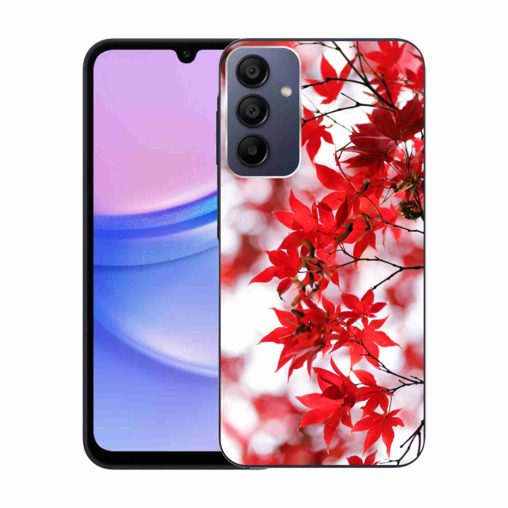 Gelový kryt mmCase na Samsung Galaxy A15 4G/5G - červené listy