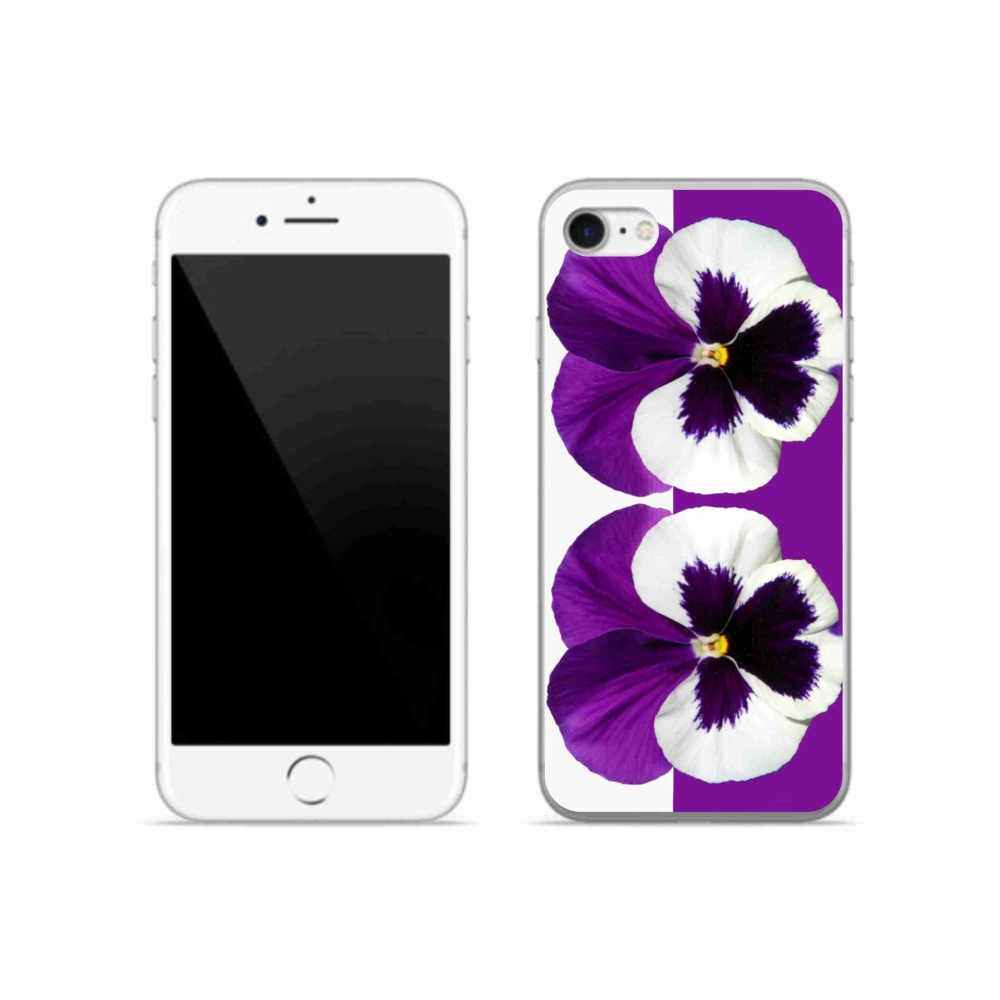 Gelový kryt mmCase na iPhone SE (2020) - fialovobílý květ