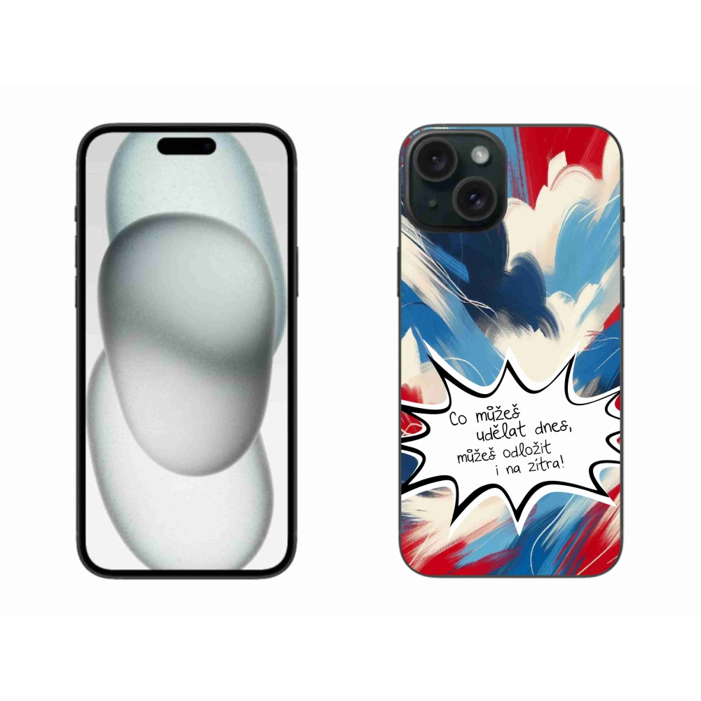 Gelový kryt mmCase na iPhone 15 Plus - vtipný text 9 bílé pozadí