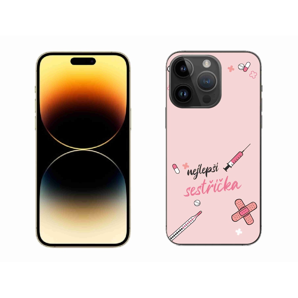 Gelový kryt mmCase na iPhone 14 Pro Max 6.7 - nejlepší sestřička růžové pozadí