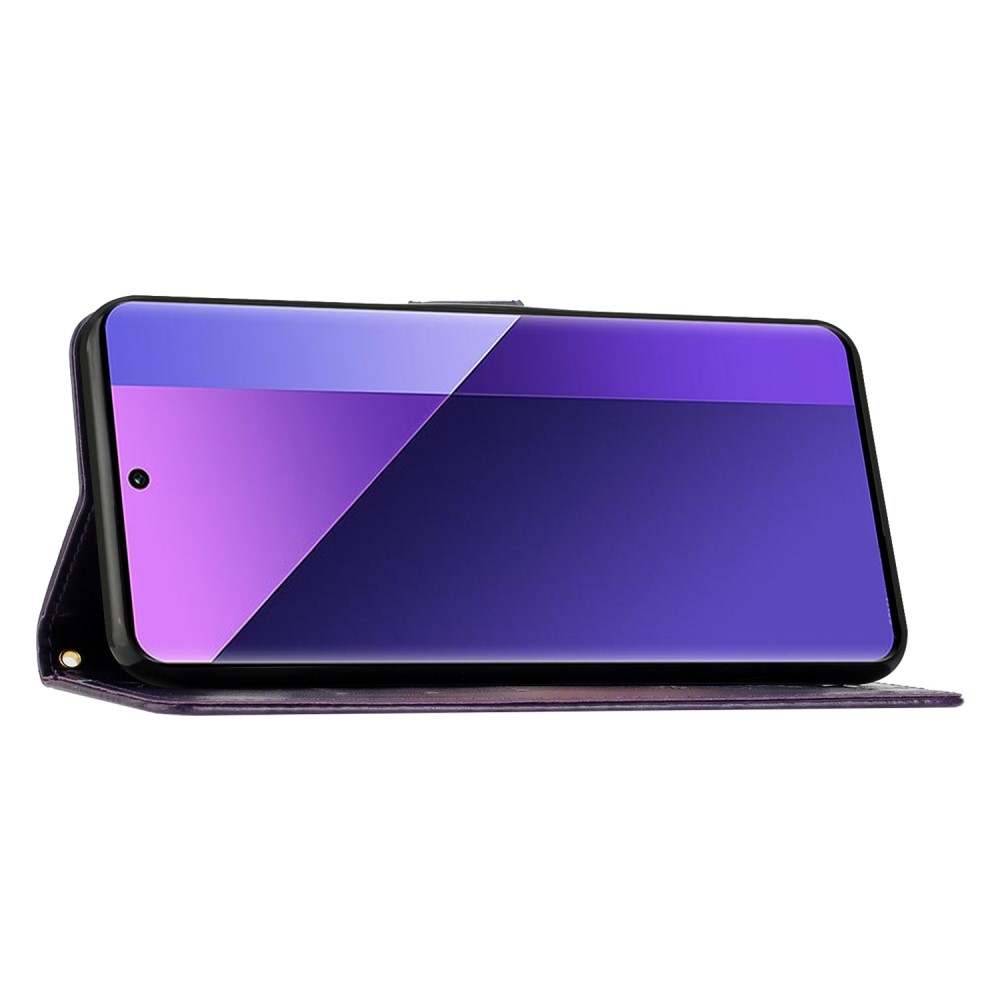 Flowers knížkové pouzdro na Xiaomi Redmi 14C/Poco C75 - tmavěfialové