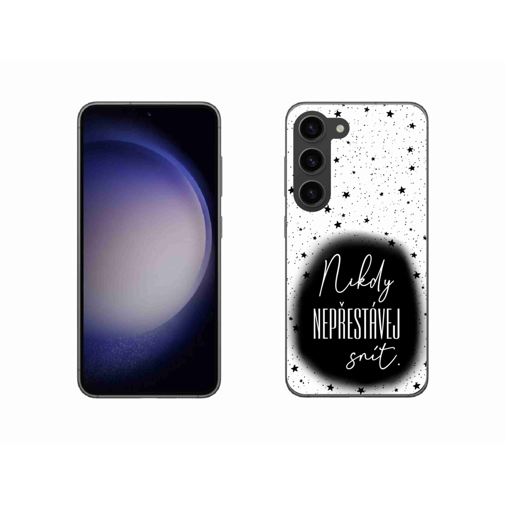 Gelový kryt mmCase na Samsung Galaxy S23 5G - citát 1 černobílé pozadí