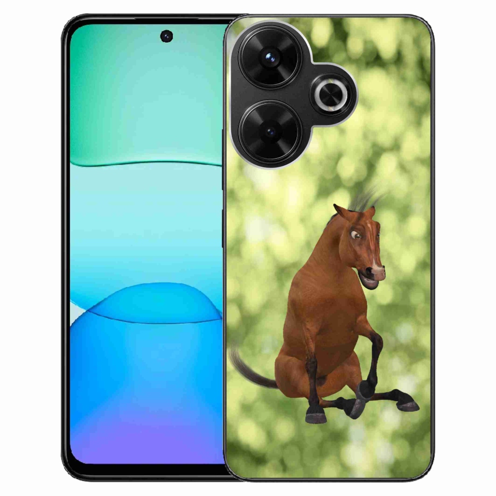 Gelový kryt mmCase na Xiaomi Redmi 13 4G/Poco M6 4G - hnědý kreslený kůň 1