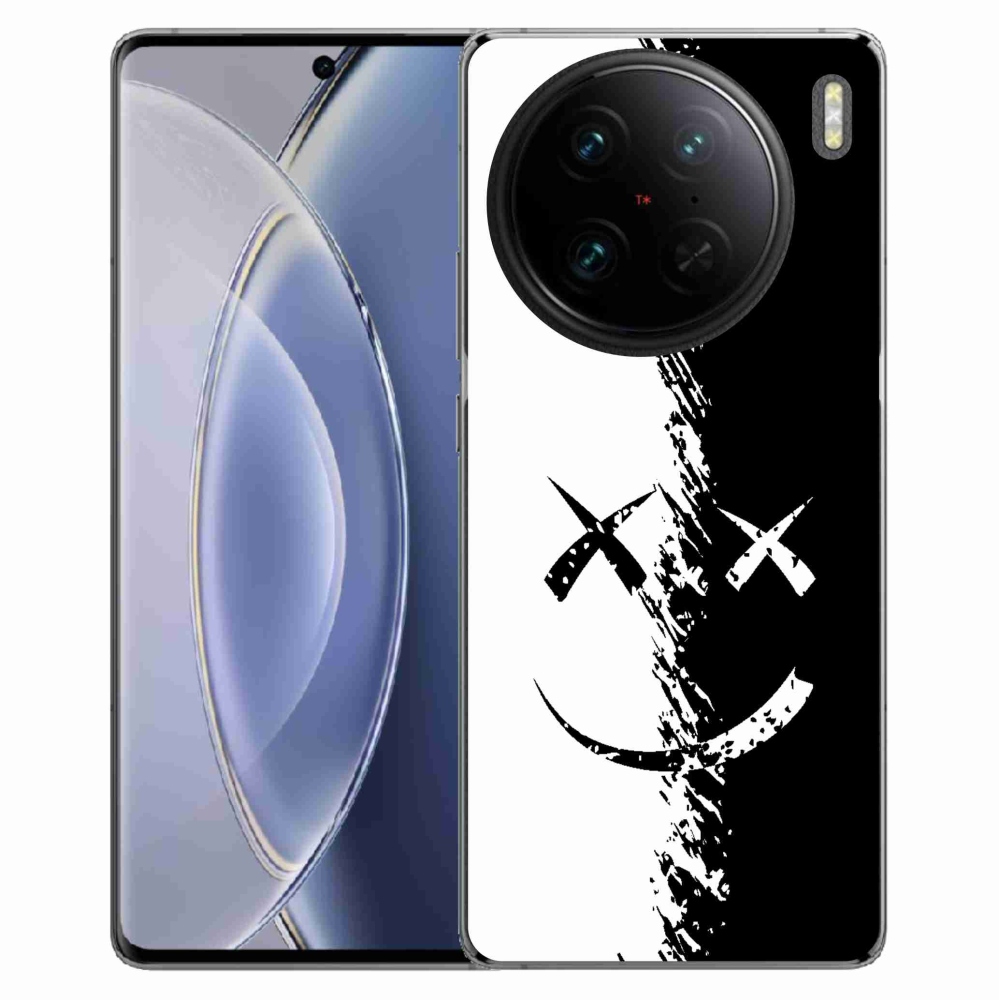 Gelový kryt mmCase na Vivo X90 Pro - černobílý smajlík