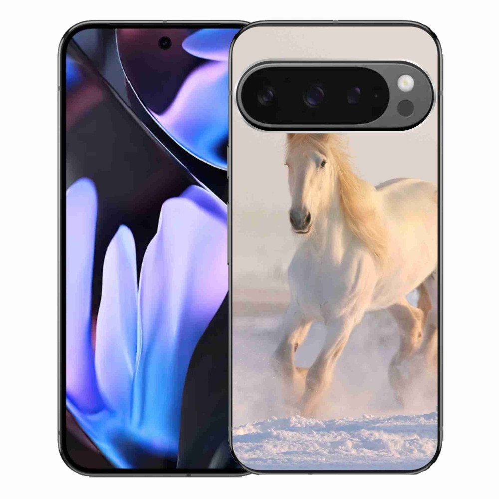 Gelový obal mmCase na Google Pixel 9 Pro XL - kůň ve sněhu