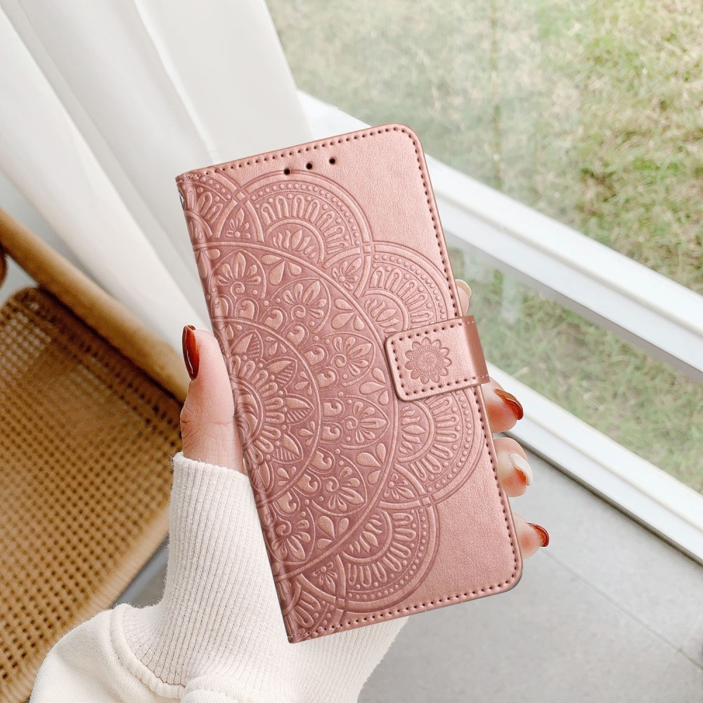 Mandala knížkové pouzdro na Xiaomi Redmi 13C 5G - růžovozlaté