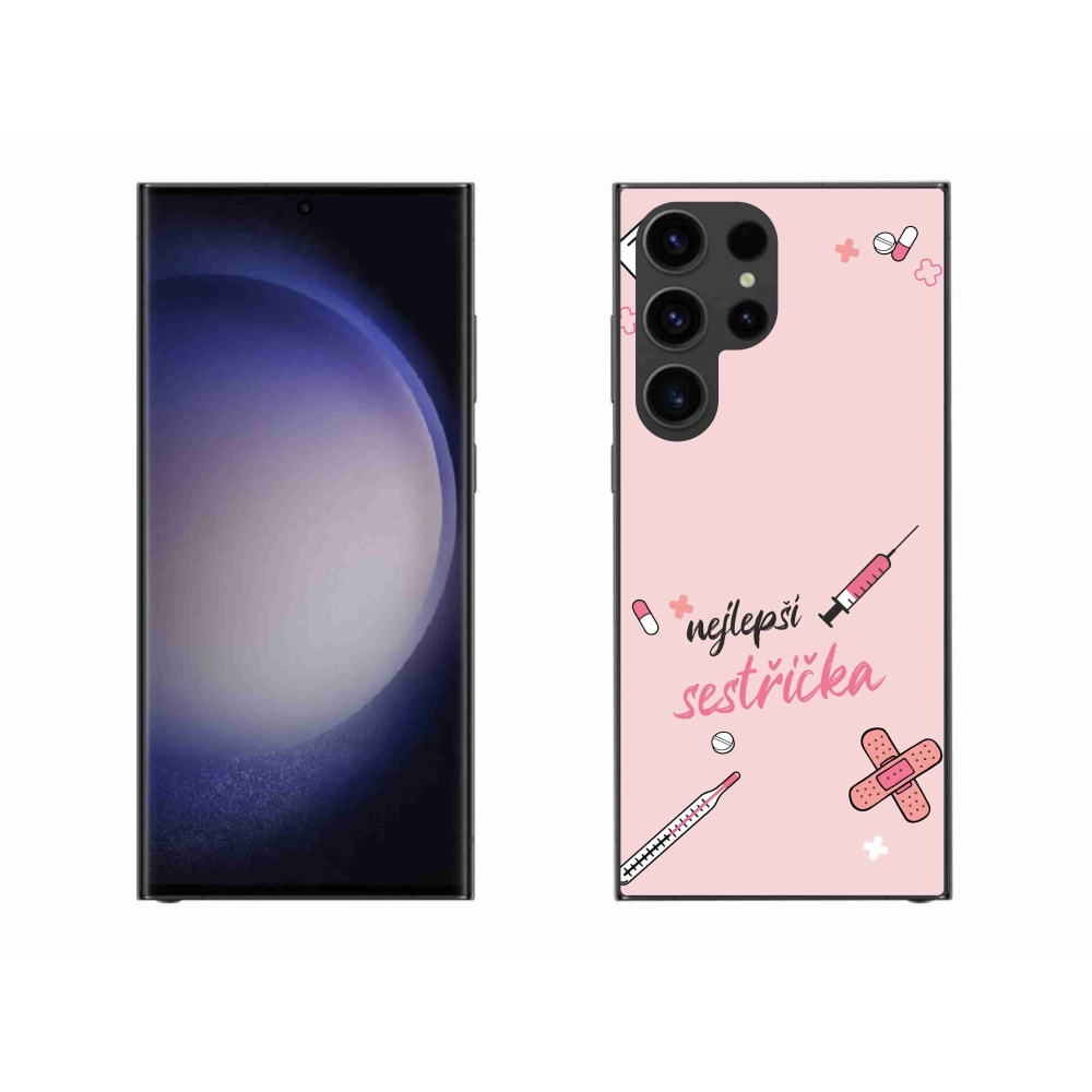 Gelový kryt mmCase na Samsung Galaxy S23 Ultra 5G - nejlepší sestřička růžové pozadí