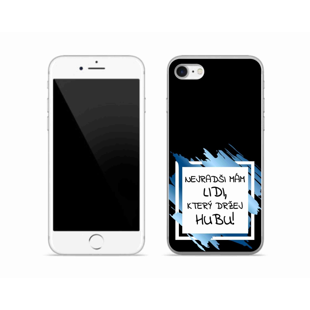 Gelový kryt mmCase na iPhone SE (2022) - vtipný text 7 bíločerné pozadí