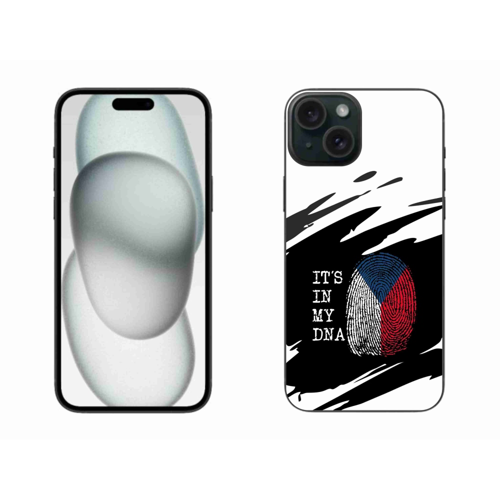 Gelový kryt mmCase na iPhone 15 Plus - vlajka otisk prstu černobílé pozadí