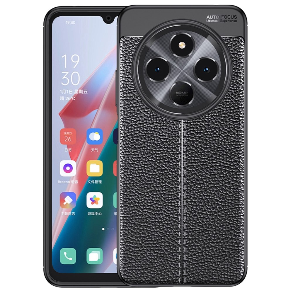 Litchi odolný gelový obal na Xiaomi Redmi 14C/Poco C75 - černý