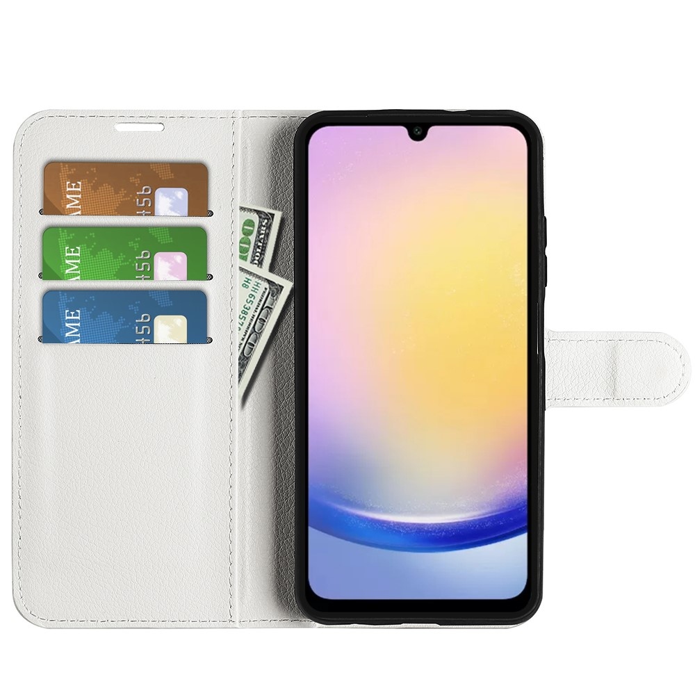 Litchi knížkové pouzdro na Samsung Galaxy A26 5G - bílé