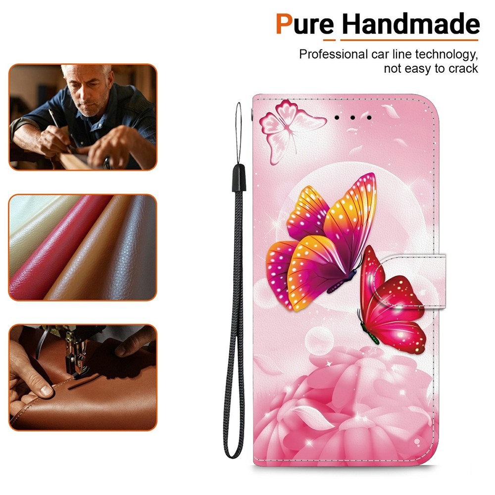 Versatile knížkové pouzdro na Xiaomi Redmi 15 4G (171mm) - růžoví motýli