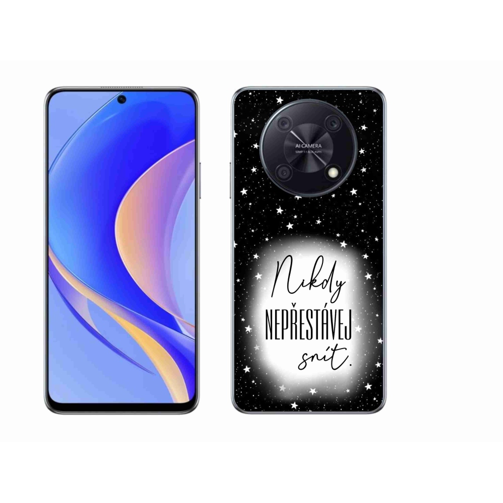 Gelový kryt mmCase na Huawei Nova Y90 - citát 1 bíločerné pozadí