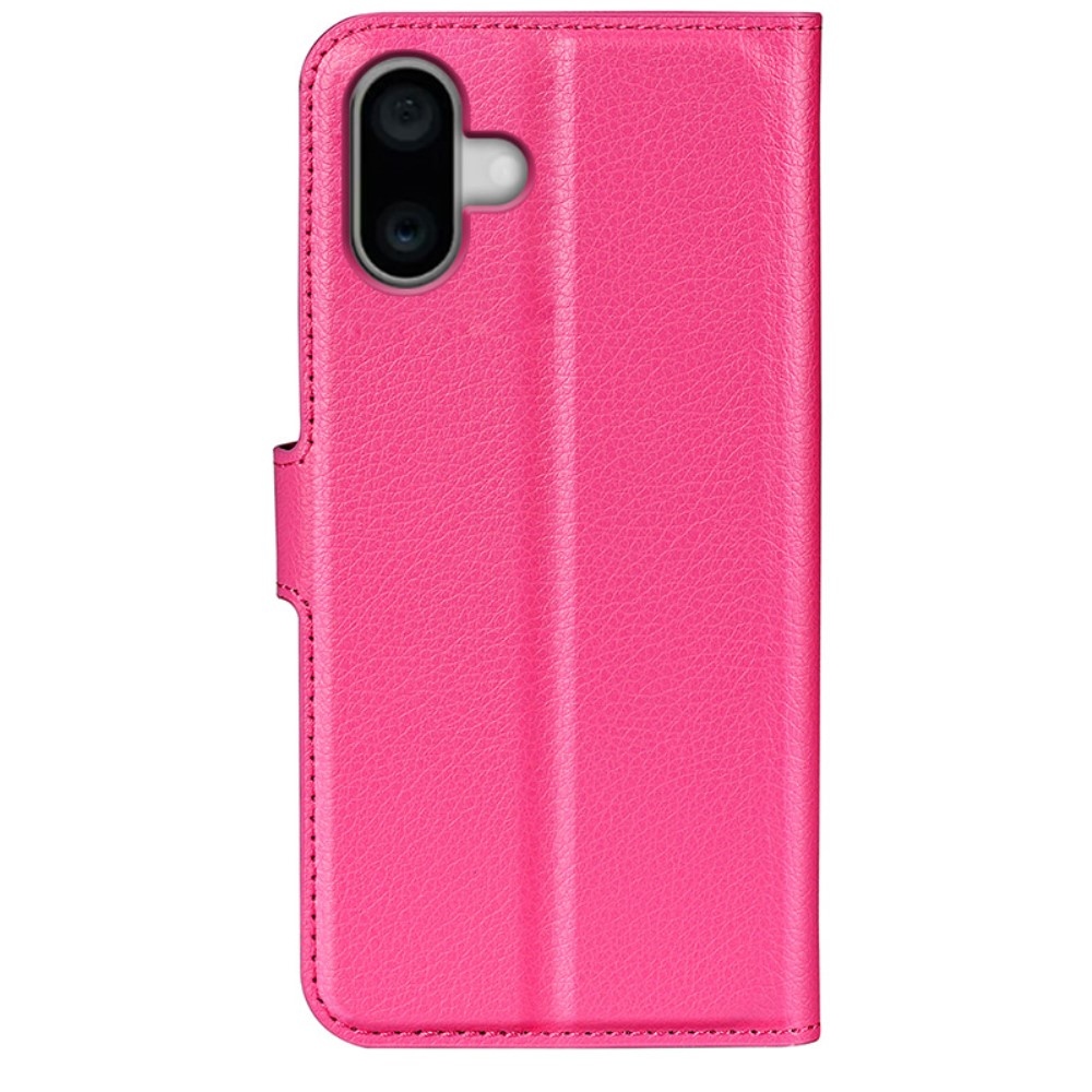 Litchi knížkové pouzdro na iPhone 16 Plus - rose
