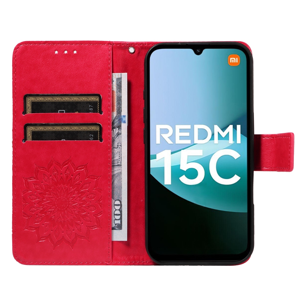 Sunflower knížkové pouzdro na Xiaomi Redmi 15C 4G/5G (173mm) - červené