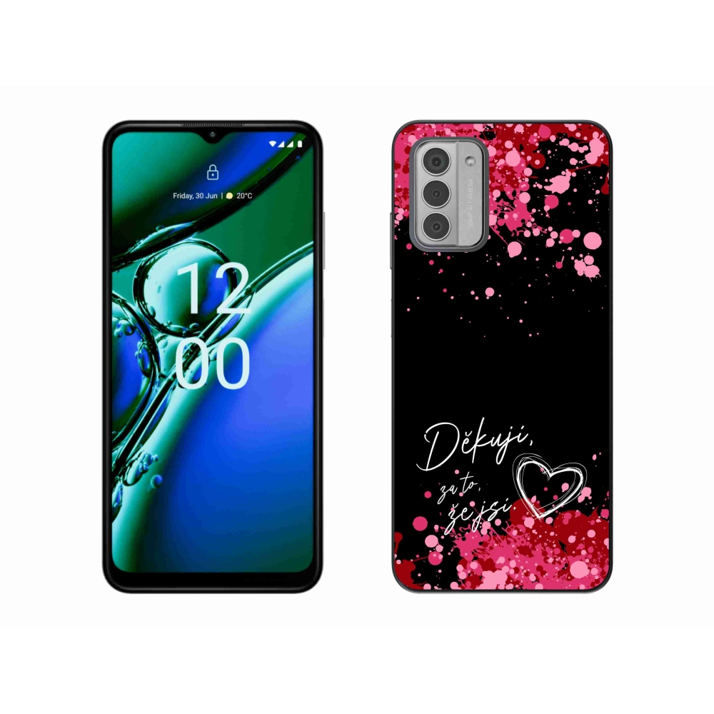 Gelový kryt mmCase na Nokia G42 - zamilovaný text 2 černé pozadí
