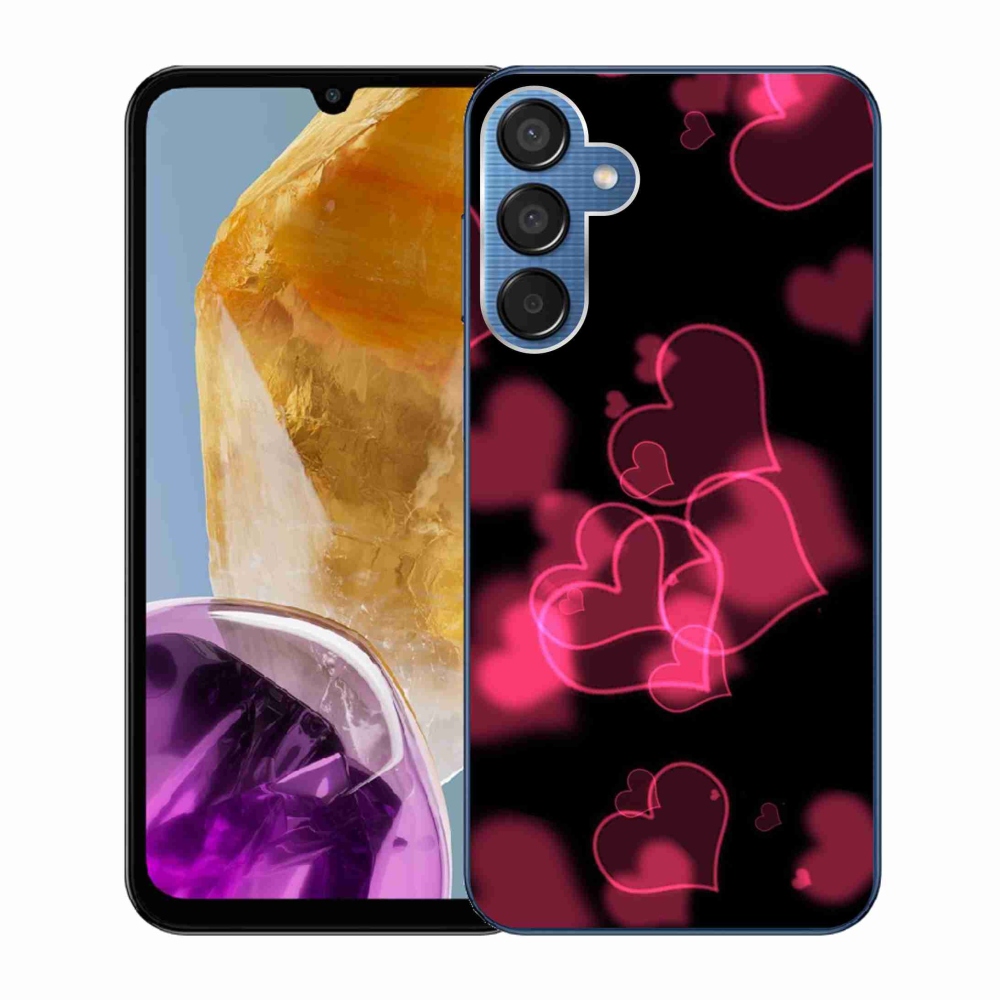 Gelový kryt mmCase na Samsung Galaxy M15 5G - červená srdíčka