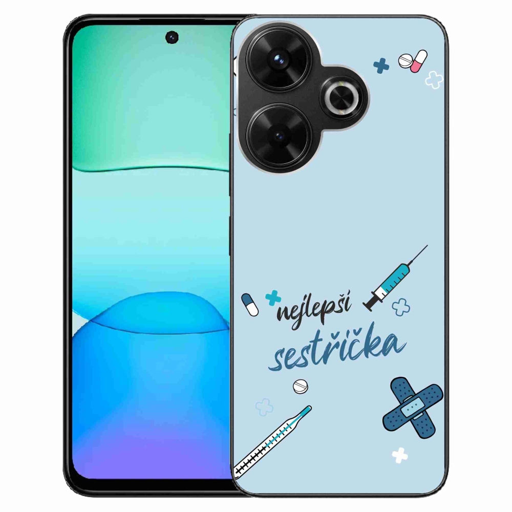 Gelový kryt mmCase na Xiaomi Redmi 13 4G/Poco M6 4G  - nejlepší sestřička modré pozadí