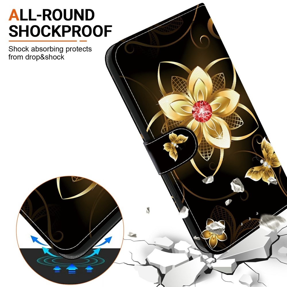 Versatile knížkové pouzdro na Samsung Galaxy A06 4G - zlatý květ