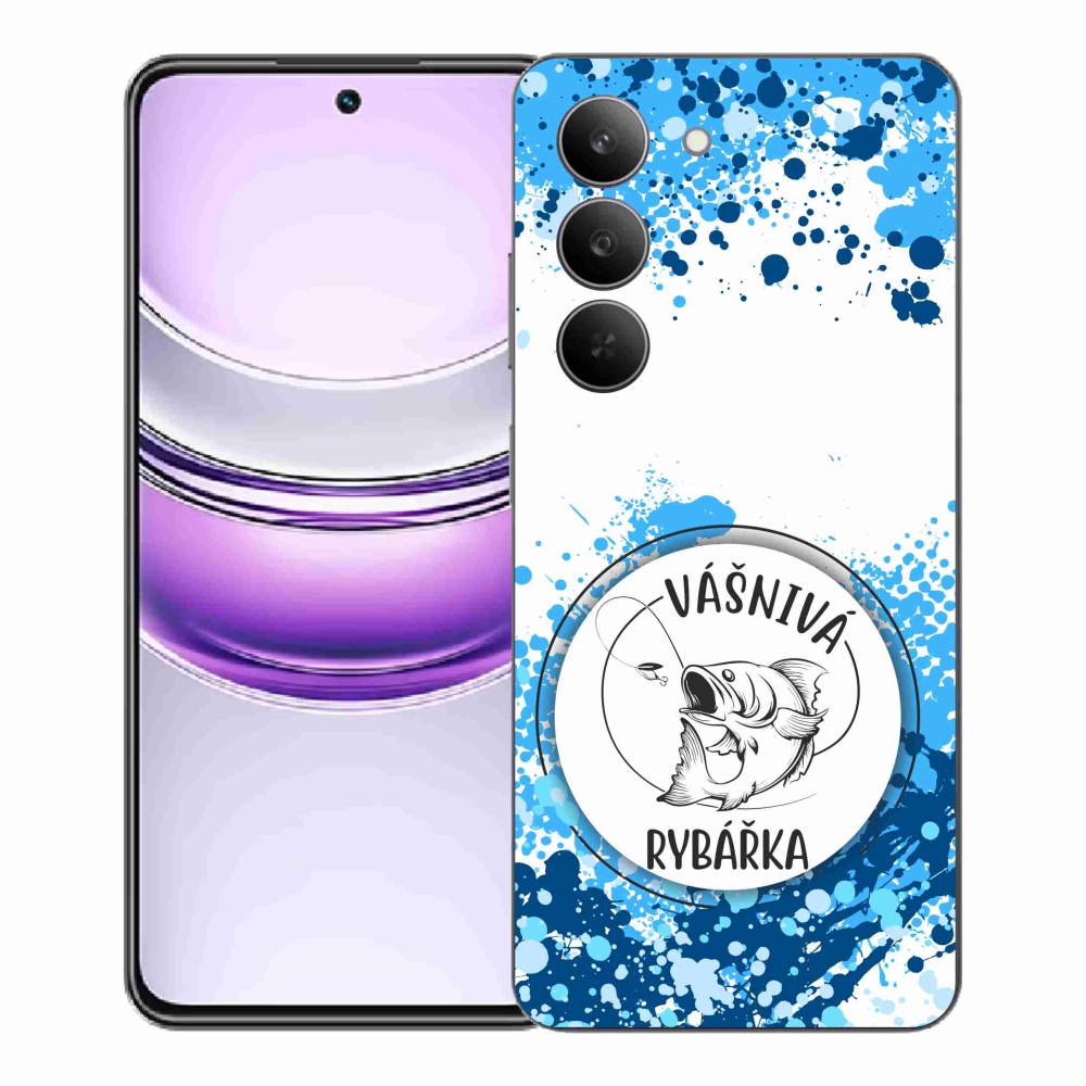 Gelový kryt mmCase na Realme 14x 5G - vášnivá rybářka bílé pozadí
