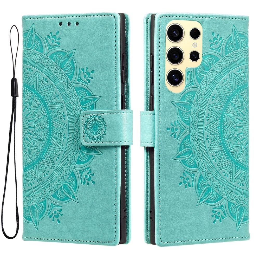 Mandala knížkové pouzdro na Samsung Galaxy S25 Ultra - modrozelené