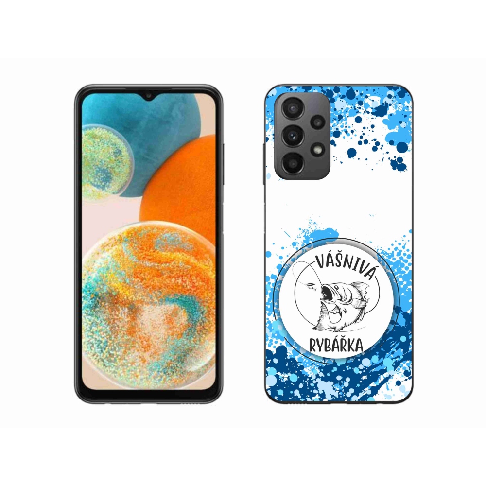 Gelový kryt mmCase na Samsung Galaxy A23 4G/5G - vášnivá rybářka bílé pozadí