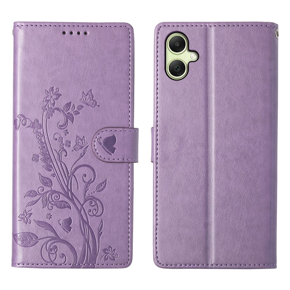 Flowery knížkové pouzdro na Samsung Galaxy A07 4G - fialové