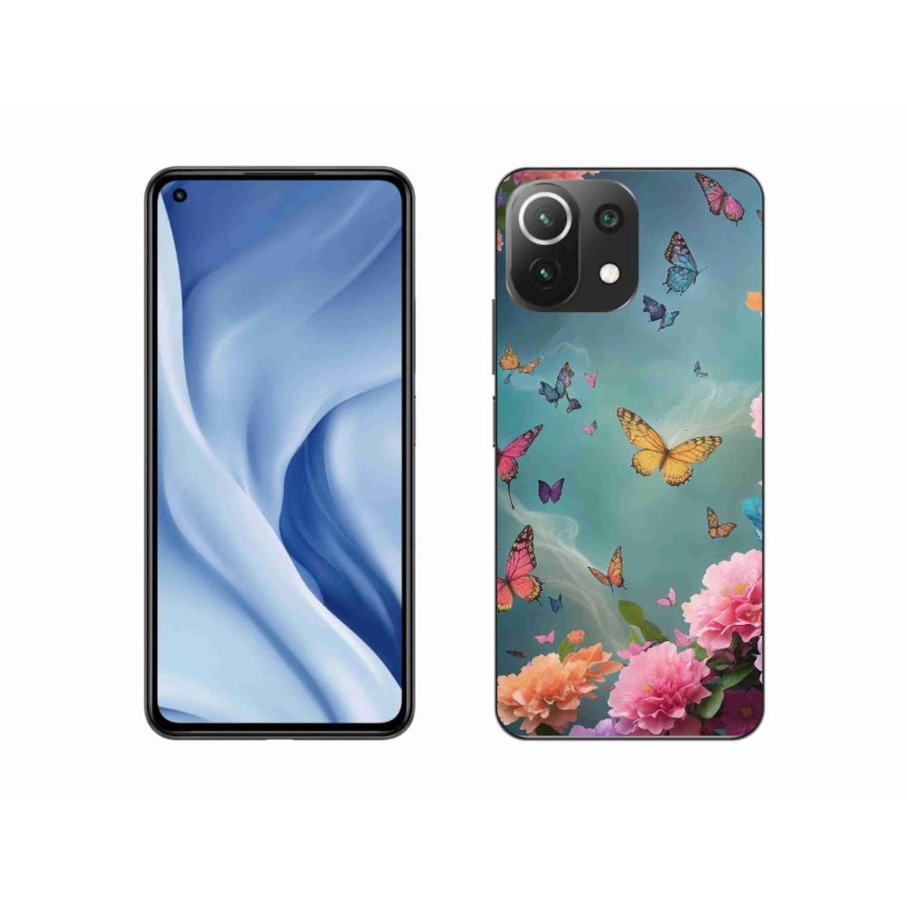 Gelový kryt mmCase na Xiaomi Mi 11 Lite 4G/5G - barevné květy a motýli