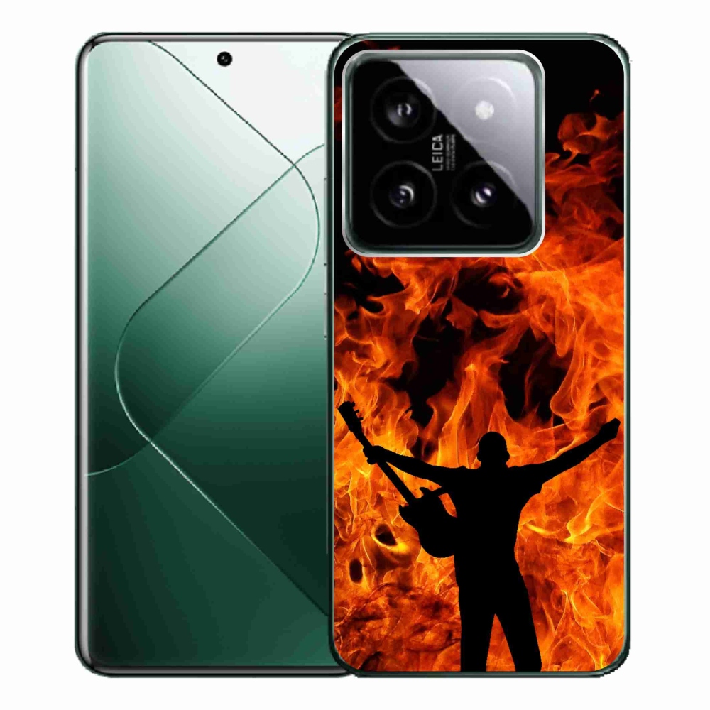 Gelový kryt mmCase na Xiaomi 14 Pro - muzikant a oheň
