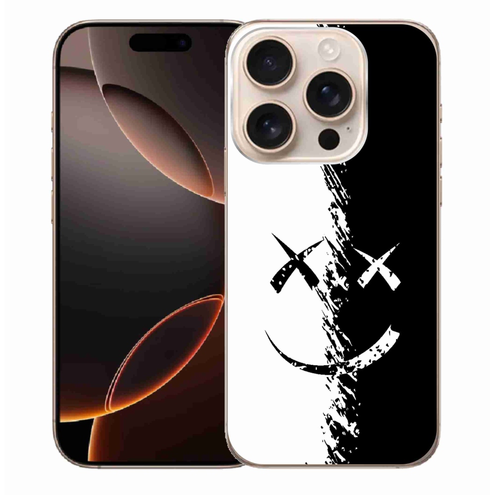 Gelový kryt mmCase na iPhone 16 Pro Max - černobílý smajlík