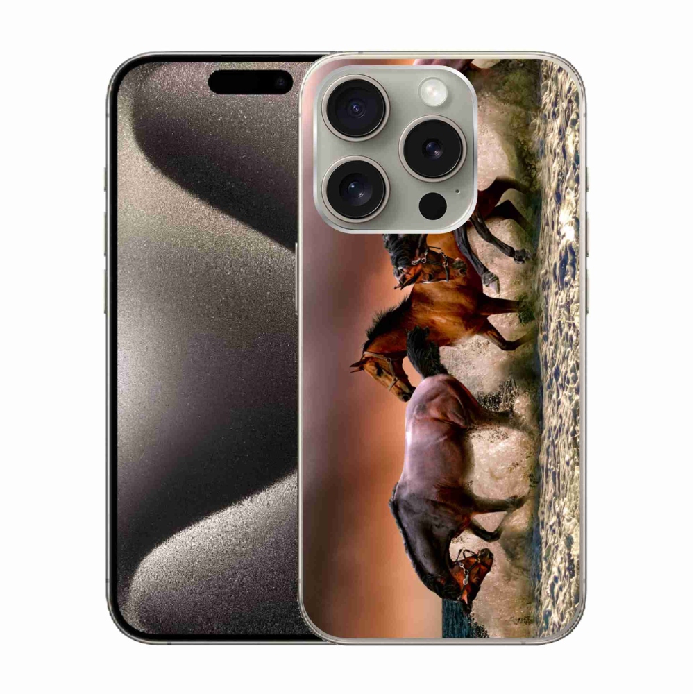 Gelový obal mmCase na iPhone 15 Pro - koně 1