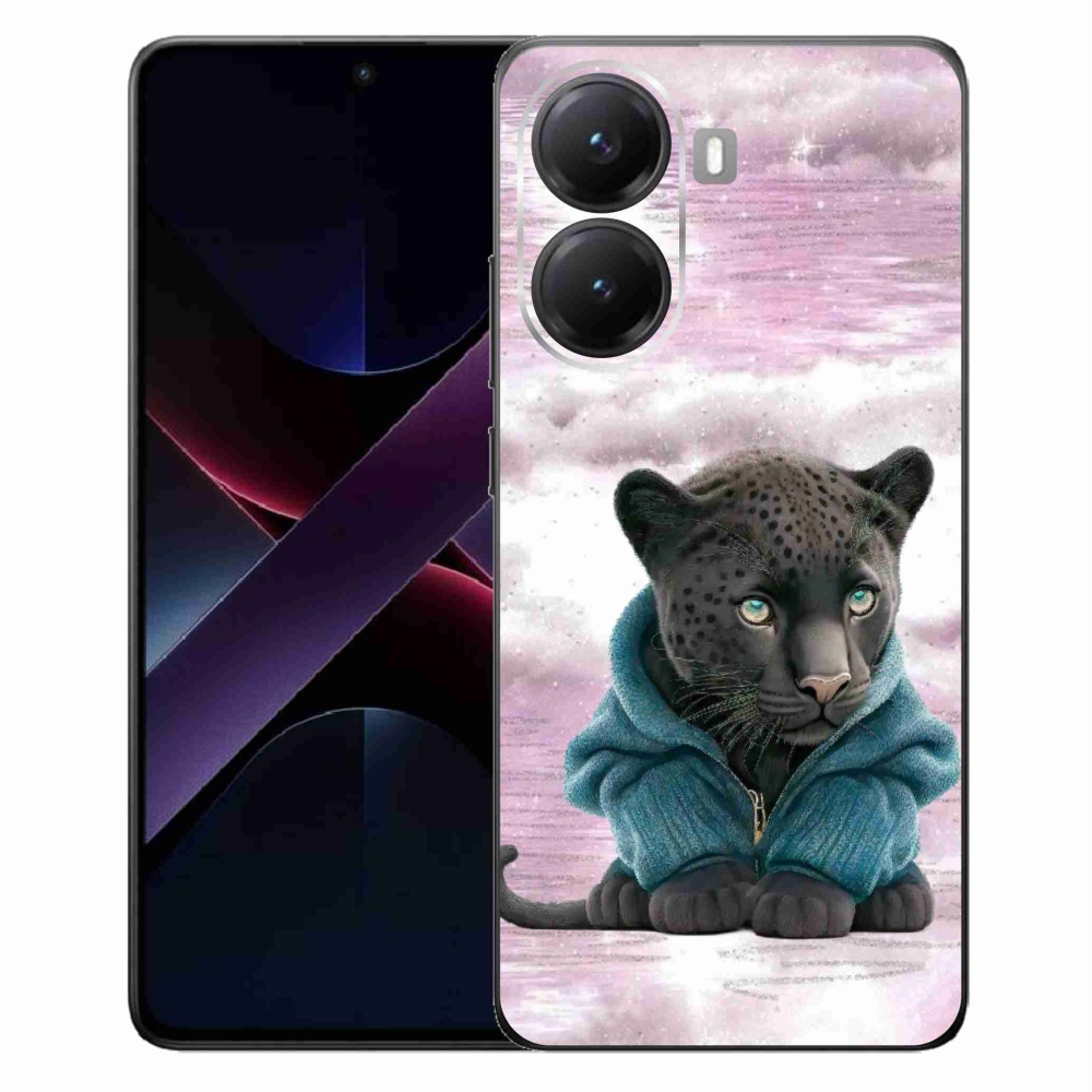 Gelový kryt mmCase na Xiaomi Poco X7 Pro 5G - černý panter ve svetru