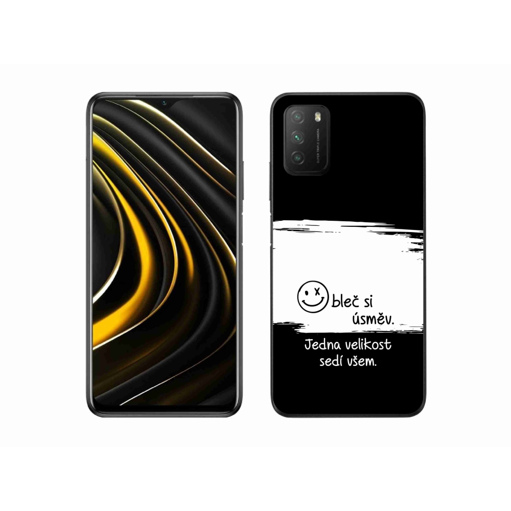 Gelový kryt mmCase na Xiaomi Poco M3 - vtipný text 8 bíločerné pozadí