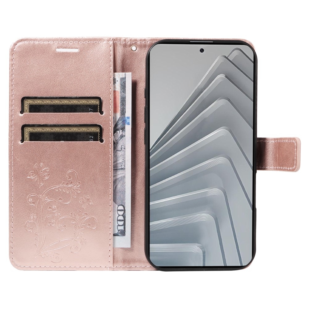 Big Butterfly knížkové pouzdro na Xiaomi Redmi Note 14 - růžovozlaté