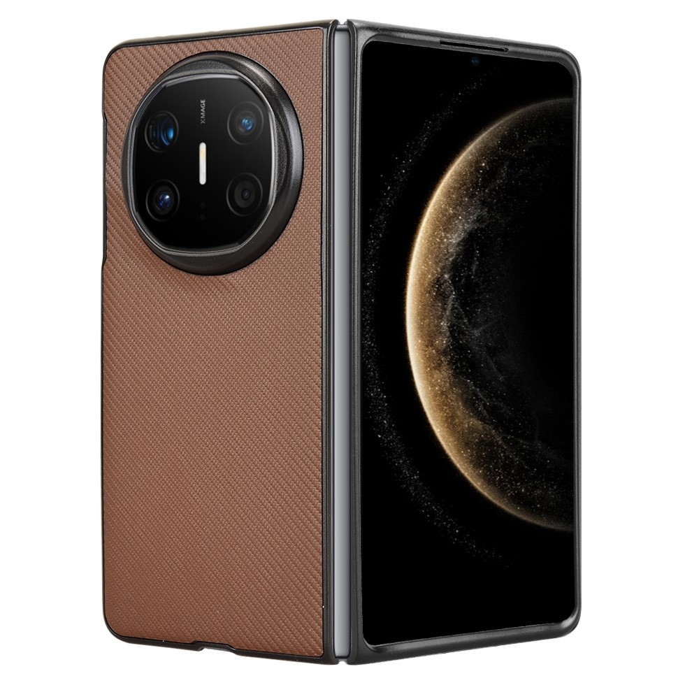 Textury plastový kryt s umělou kůží na Huawei Mate X6 - hnědý