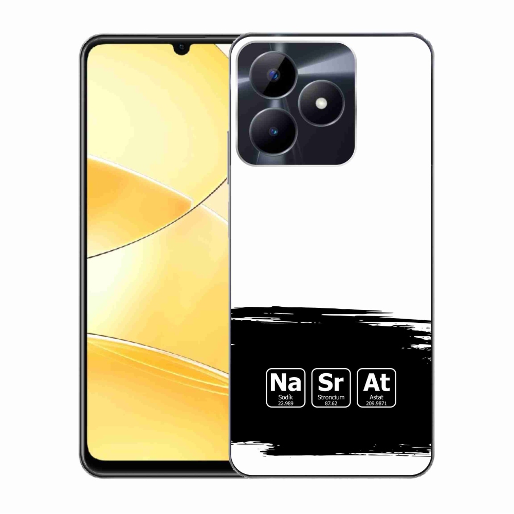 Gelový kryt mmCase na Realme C51/C53 - chemické prvky černobílé pozadí