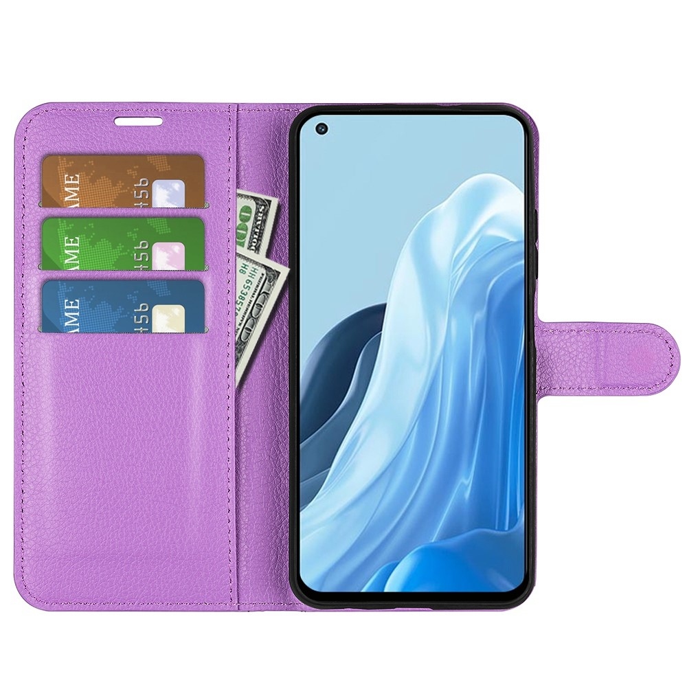 Litchi knížkové pouzdro na Oppo Find X5 Lite - fialové