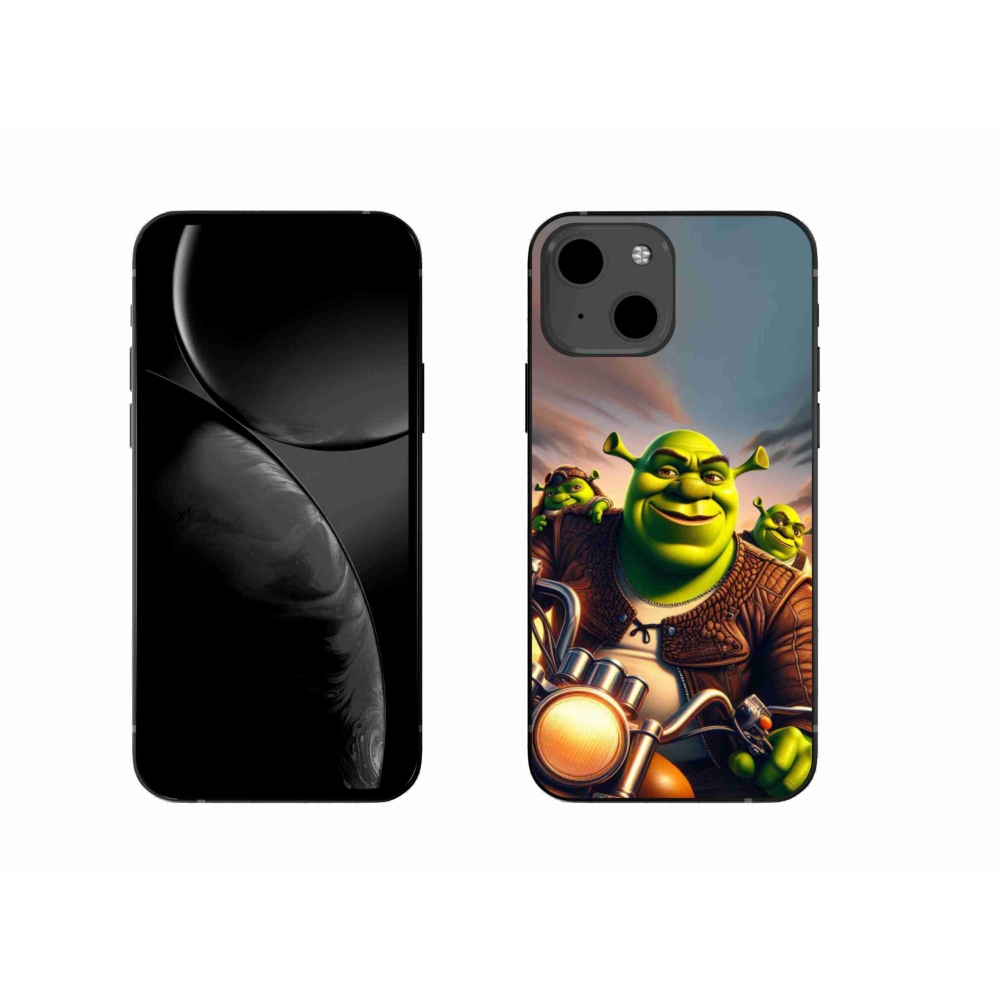 Gelový kryt mmCase na iPhone 13 6.1 - shrek na motorce