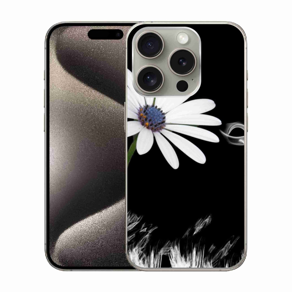 Gelový kryt mmCase na iPhone 15 Pro - bílá květina