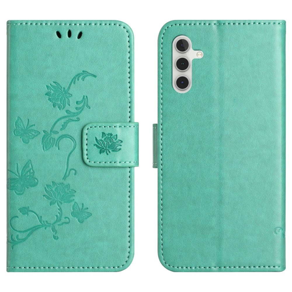 Flower knížkové pouzdro na Samsung Galaxy A26 5G - modrozelené