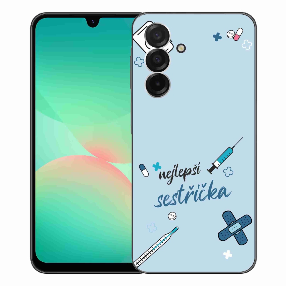 Gelový kryt mmCase na Samsung Galaxy A26 5G - nejlepší sestřička modré pozadí