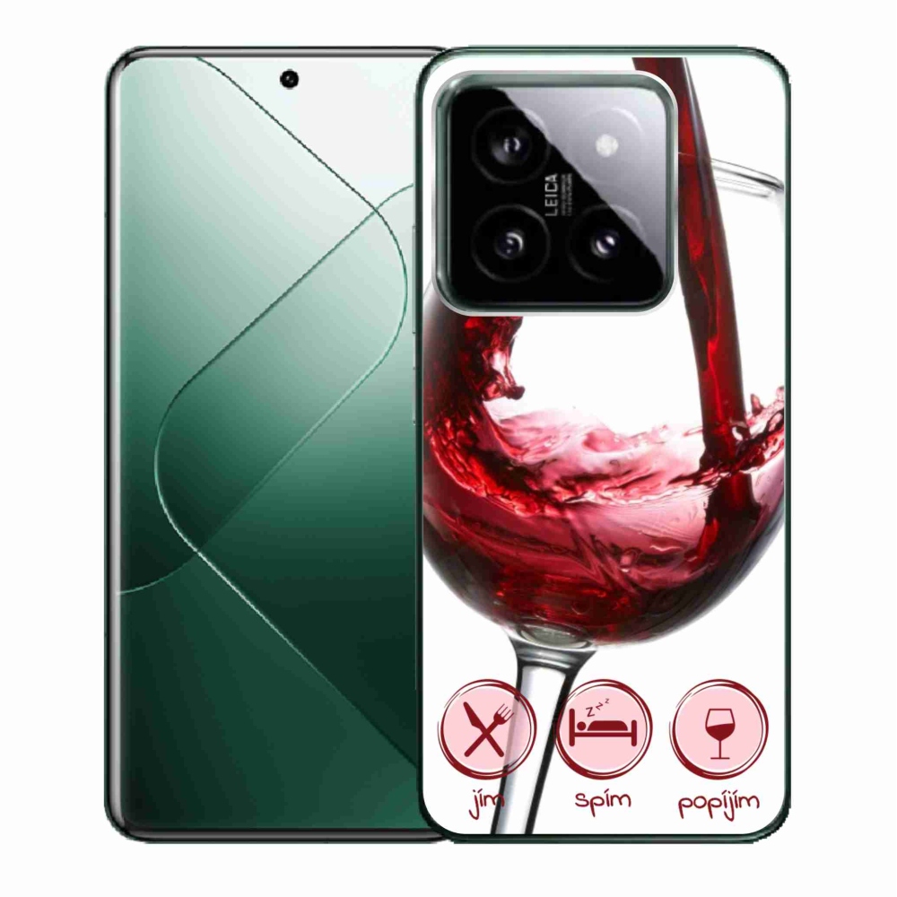 Gelový obal mmCase na Xiaomi 14 - sklenička vína červené