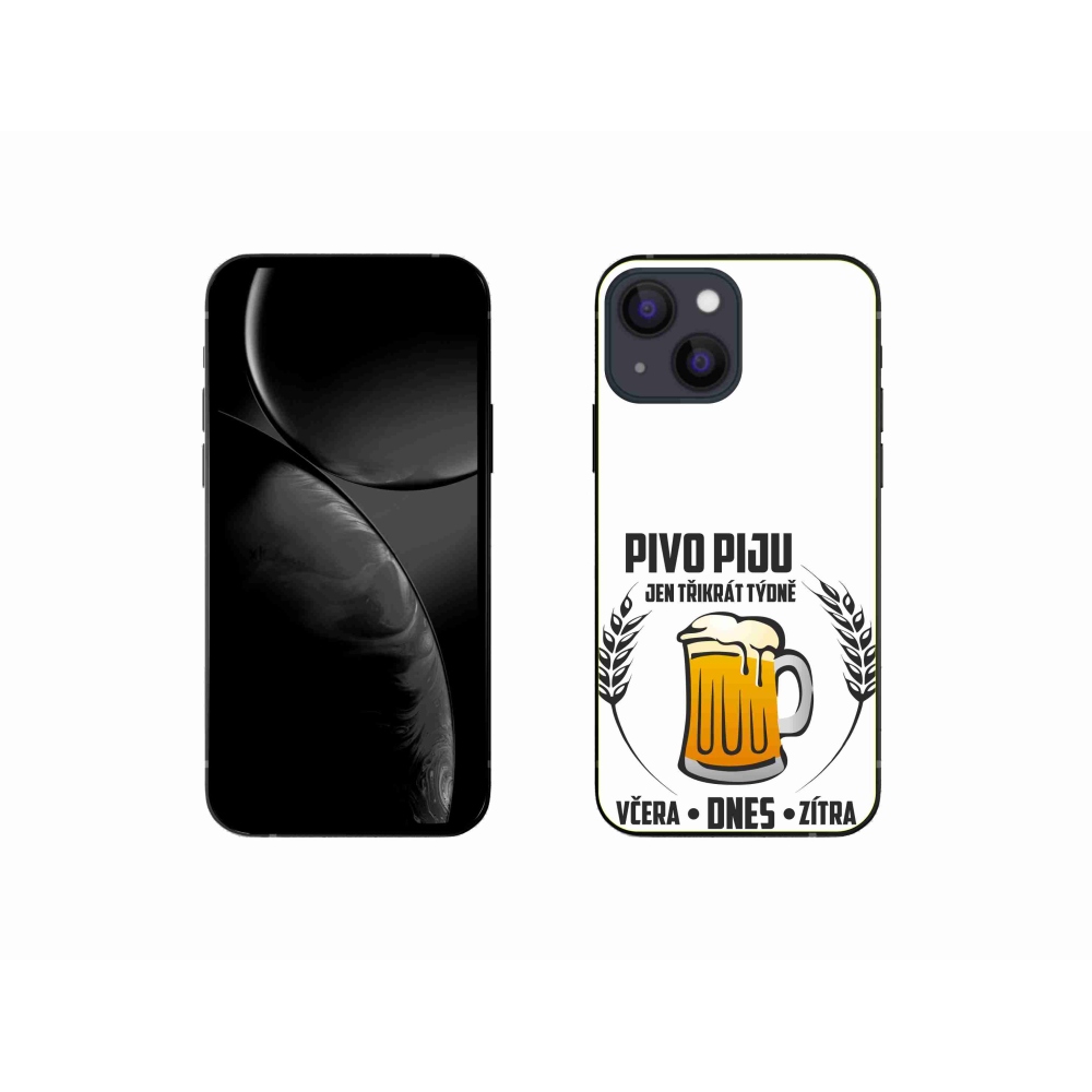 Gelový kryt mmCase na iPhone 13 mini 5.4 - pivní motiv bílé pozadí