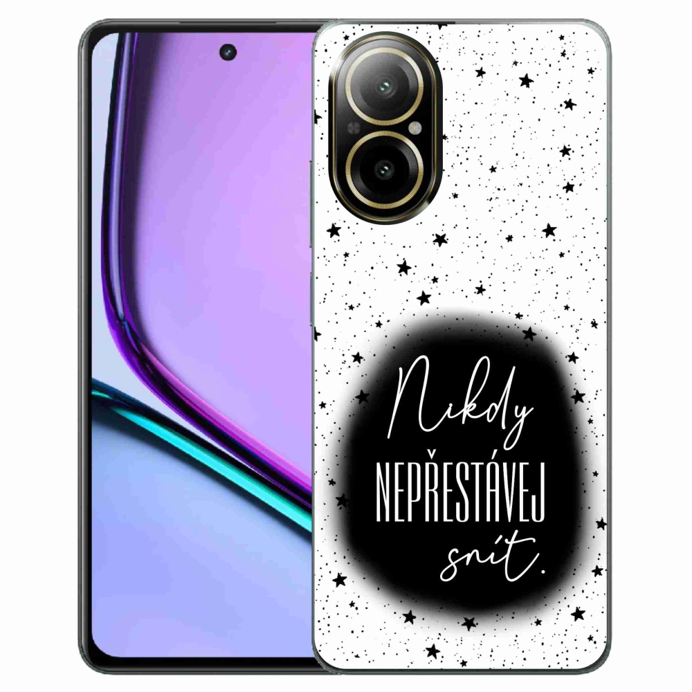 Gelový kryt mmCase na Realme C67 - citát 1 černobílé pozadí