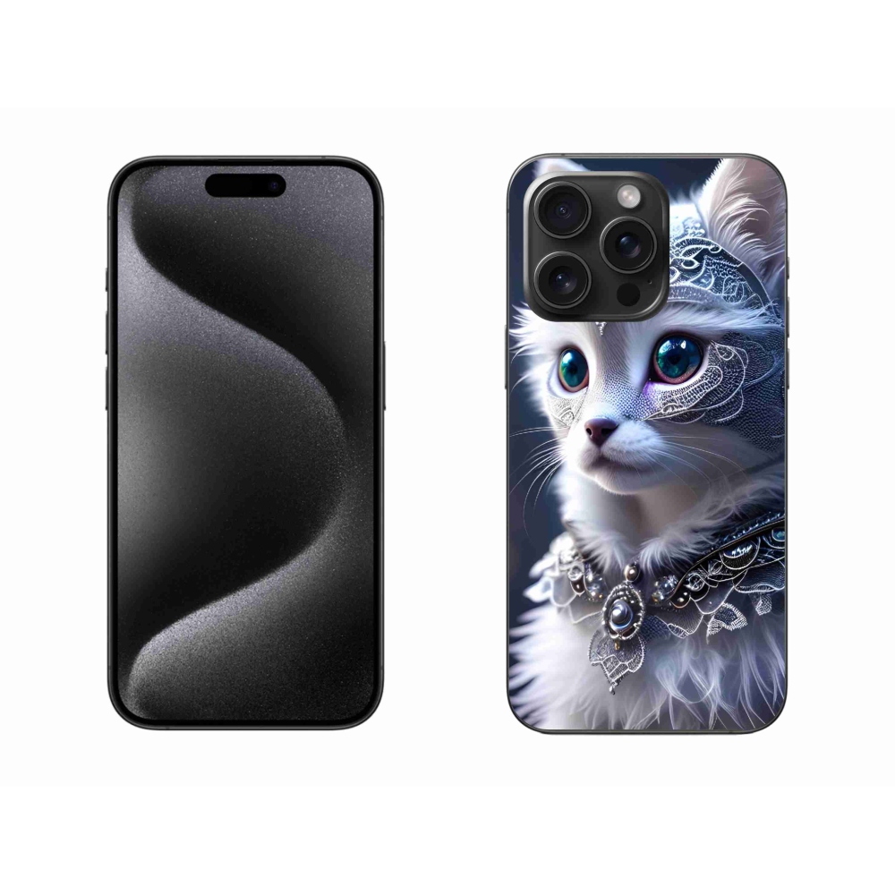 Gelový kryt mmCase na iPhone 15 Pro Max - bílá kočka