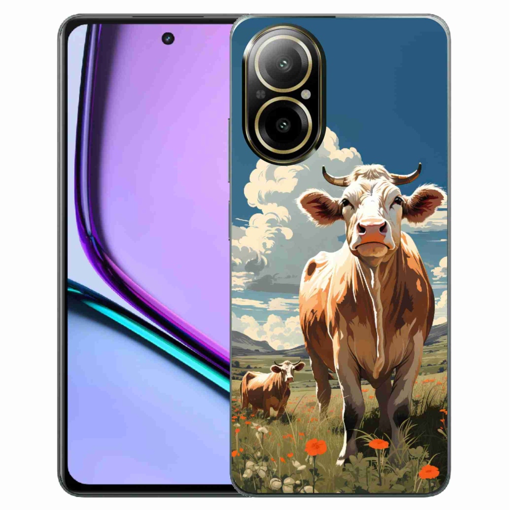 Gelový kryt mmCase na Realme C67 - krávy na louce