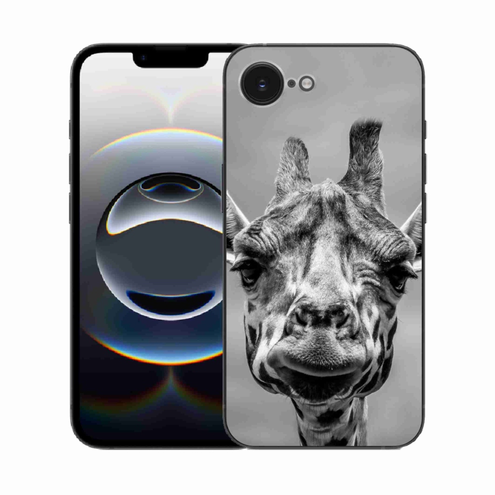 Gelový kryt mmCase na iPhone 16e - černobílá žirafa