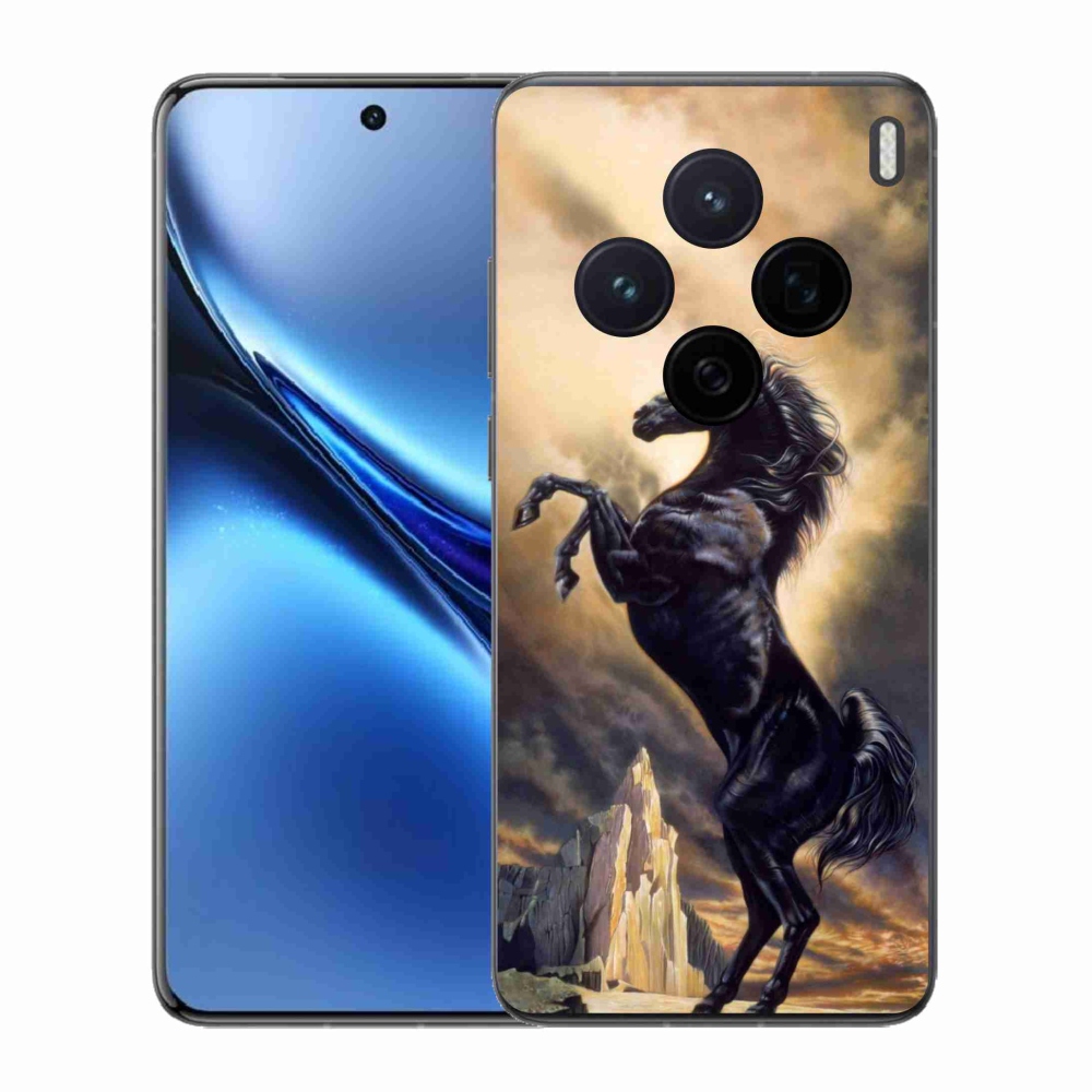 Gelový kryt mmCase na Vivo X200 5G - černý kreslený kůň